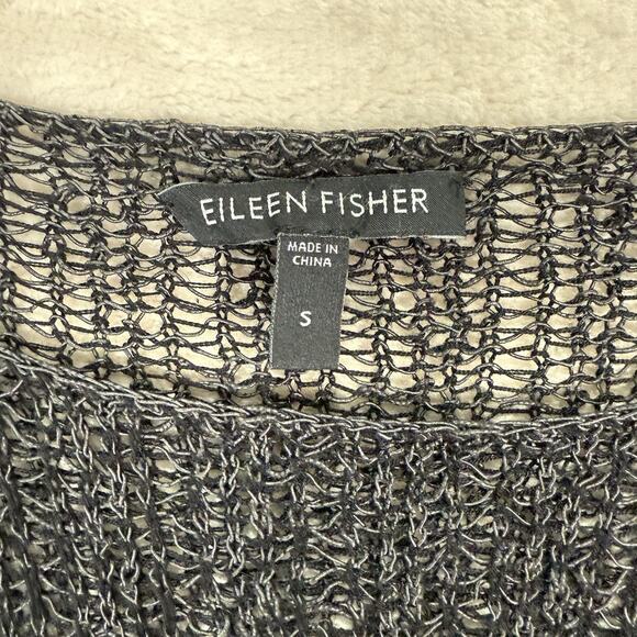 Eileen Fisher Womens Long Sleeve Open Knit Metallic Tunic Sweater Size Small - Picture 3 of 7
